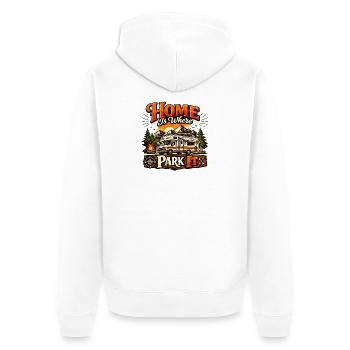 Home Is Where Park It - Unisex Premium Organic Zip Hoodie - white - Back - Thijin (182cm)