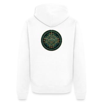 Calendrier solaire aztèque en or - Veste à capuche bio Premium Unisexe - blanc - Dos - Thijin (182cm)