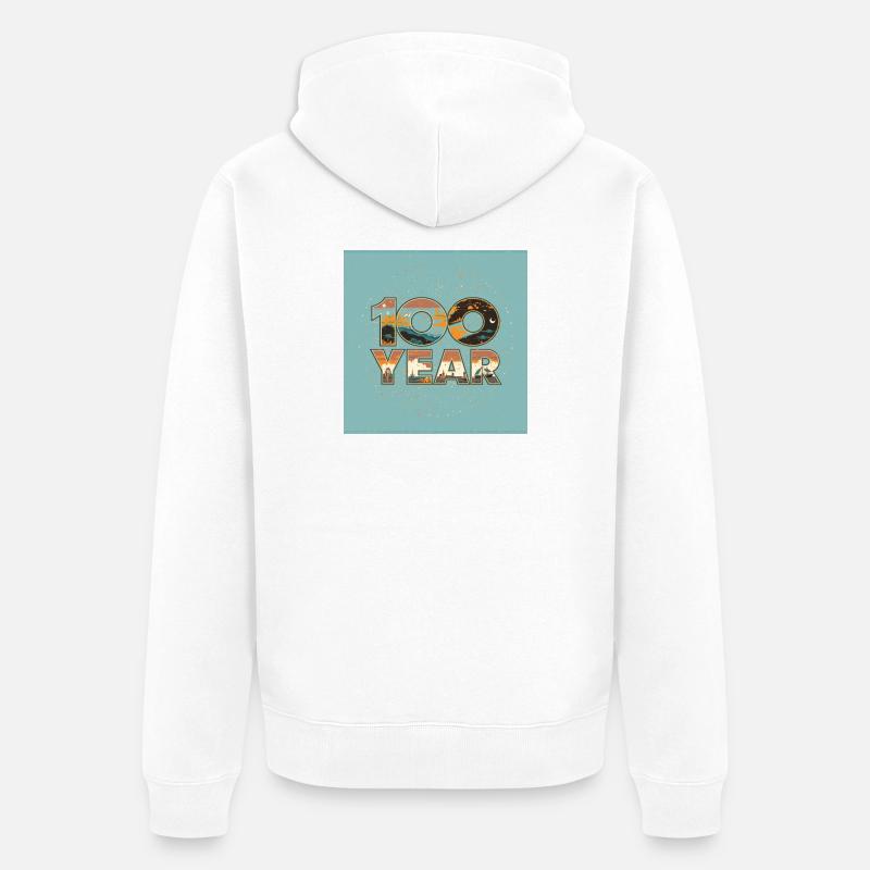 100-jährige Retro-Landschaft - Unisex Premium Bio Zip Hoodie - Weiß