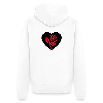 Rosen - Unisex Premium Bio Zip Hoodie - Weiß - Hinten - Thijin (182cm)