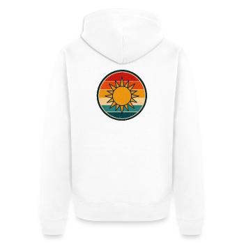 Sun Retro Badge Style Vintage Graphisme - Veste à capuche bio Premium Unisexe - blanc - Dos - Thijin (182cm)