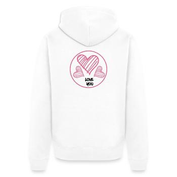 Hearts in Pink Love you Gift - Unisex Premium Organic Zip Hoodie - white - Back - Thijin (182cm)