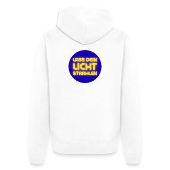 Lass Dein Licht Strahlen Neon - Unisex Premium Bio Zip Hoodie - Weiß - Hinten - Thijin (182cm)