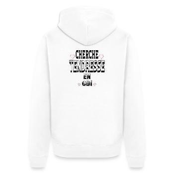 Cherche Tendresse en CDI - Veste à capuche bio Premium Unisexe - blanc - Dos - Thijin (182cm)