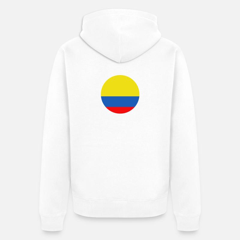 Drapeau rond de la Colombie - Veste à capuche bio Premium Unisexe - blanc