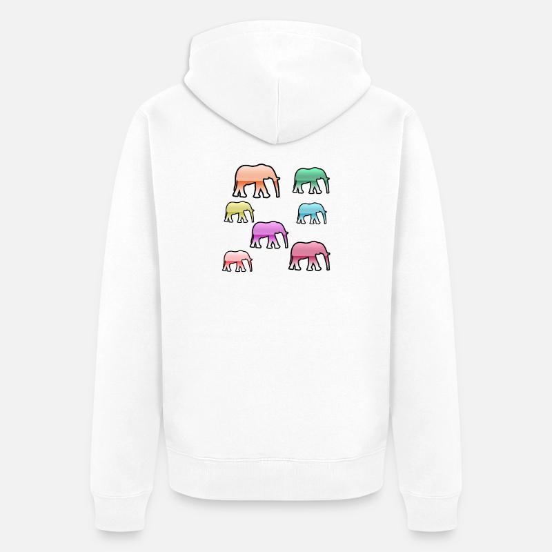 Éléphants - Veste à capuche bio Premium Unisexe - blanc