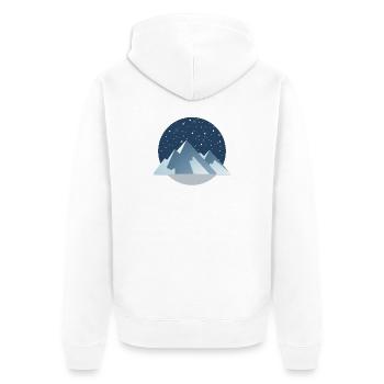 Starry Night Berge – Winterzauber - Unisex Premium Bio Zip Hoodie - Weiß - Hinten - Thijin (182cm)
