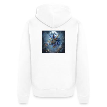Loup Lune Couronne Mystique - Veste à capuche bio Premium Unisexe - blanc - Dos - Thijin (182cm)