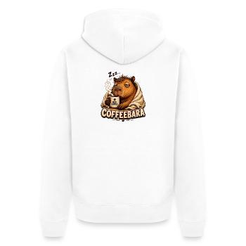 CoffeeBara Capybara - Unisex Premium Bio Zip Hoodie - Weiß - Hinten - Thijin (182cm)