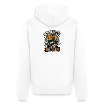 Capybara Skaten - Unisex Premium Bio Zip Hoodie - Weiß - Hinten - Thijin (182cm)