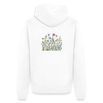 Croquis de prairie à fleurs sauvages - Veste à capuche bio Premium Unisexe - blanc - Dos - Thijin (182cm)