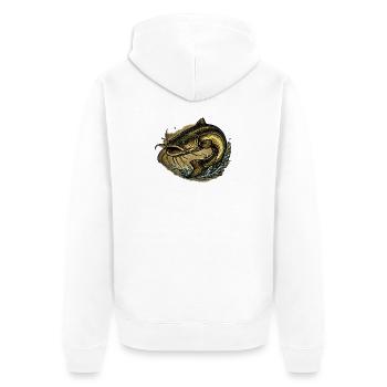 Bête de la Rivière – Fureur du poisson-chat - Veste à capuche bio Premium Unisexe - blanc - Dos - Thijin (182cm)