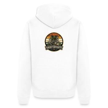 Kräutertante Retro - Unisex Premium Bio Zip Hoodie - Weiß - Hinten - Thijin (182cm)