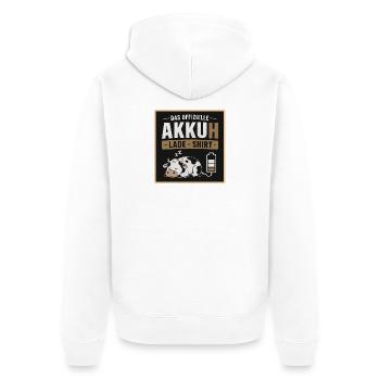 Offizielles Akkuh lade Shirt - Unisex Premium Bio Zip Hoodie - Weiß - Hinten - Thijin (182cm)