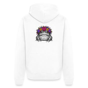 Toad with flower crown - Unisex Premium Organic Zip Hoodie - white - Back - Thijin (182cm)