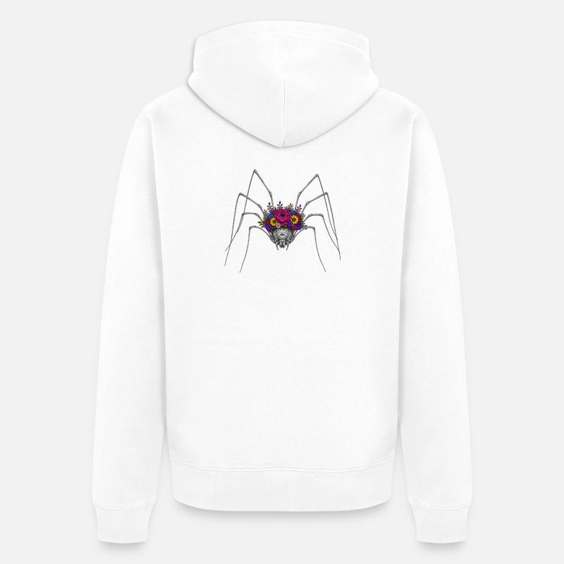 Couronne d’araignée en fleurs - Veste à capuche bio Premium Unisexe - blanc