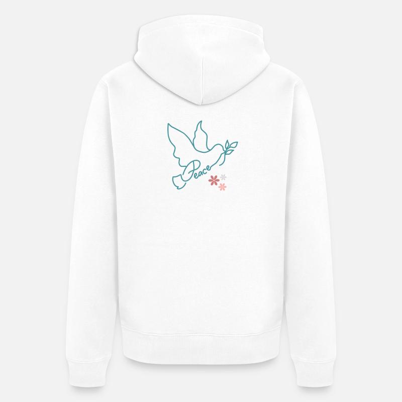 Colombe de paix avec des fleurs - Veste à capuche bio Premium Unisexe - blanc