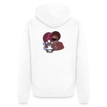Kawaii Shiba & Blue Prosthetic Paw - Unisex Premium Organic Zip Hoodie - white - Back - Thijin (182cm)