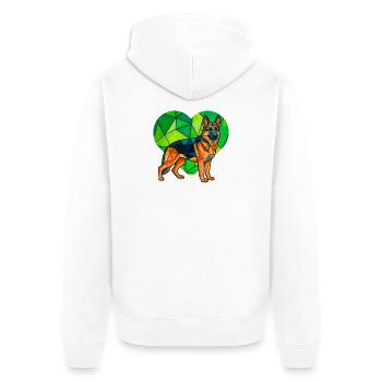 Kubistisches Deutscher Schäferhundherz Geometrische Haustierkunst - Unisex Premium Bio Zip Hoodie - Weiß - Hinten - Thijin (182cm)