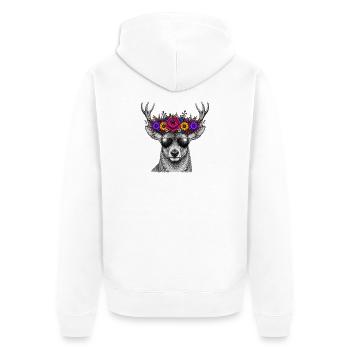 Deer with flower crown and sunglasses - Unisex Premium Organic Zip Hoodie - white - Back - Thijin (182cm)