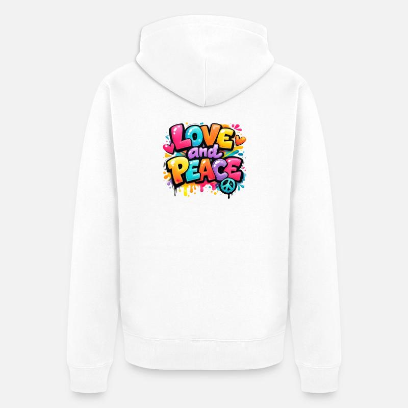 Love_and_Peace - Veste à capuche bio Premium Unisexe - blanc