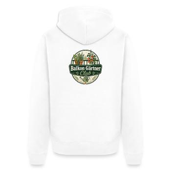 Balkon Gärtner Club - Unisex Premium Bio Zip Hoodie - Weiß - Hinten - Thijin (182cm)