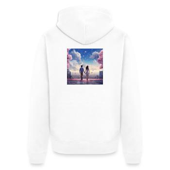 Heart sound in the cherry blossom light - Unisex Premium Organic Zip Hoodie - white - Back - Thijin (182cm)