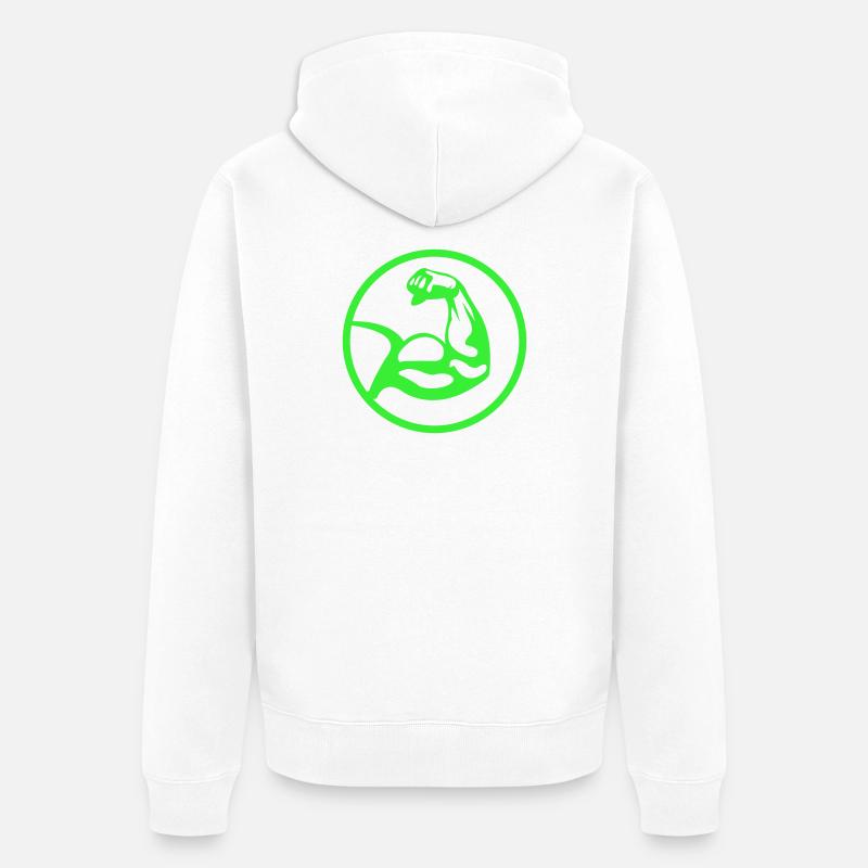 Biceps – silhouette verte - Veste à capuche bio Premium Unisexe - blanc