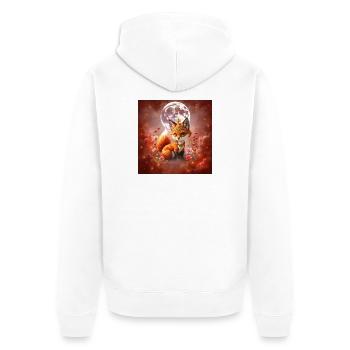 Lunar Fox mit Juwelen - Unisex Premium Bio Zip Hoodie - Weiß - Hinten - Thijin (182cm)