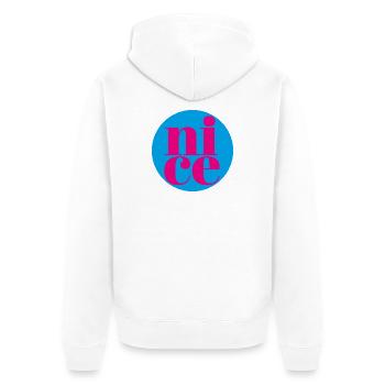 nice - Unisex Premium Organic Zip Hoodie - white - Back - Thijin (182cm)