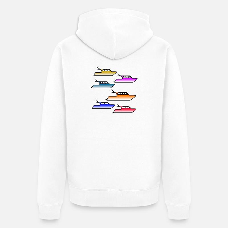 Motorboote - Unisex Premium Bio Zip Hoodie - Weiß