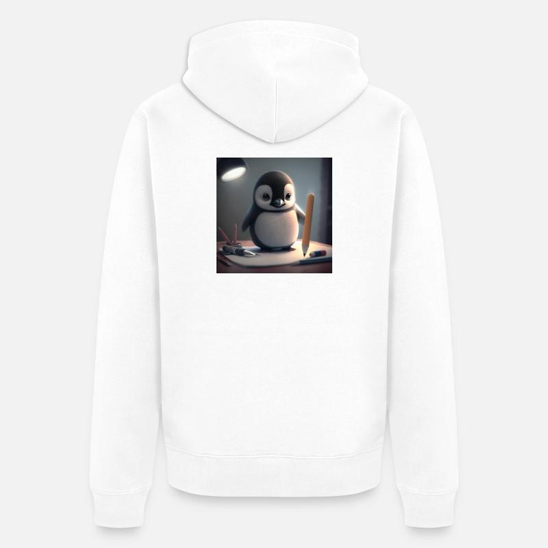 Artiste manchot à la table - Veste à capuche bio Premium Unisexe - blanc