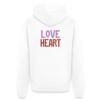Love Heart typography - Unisex Premium Organic Zip Hoodie - white - Back - Thijin (182cm)