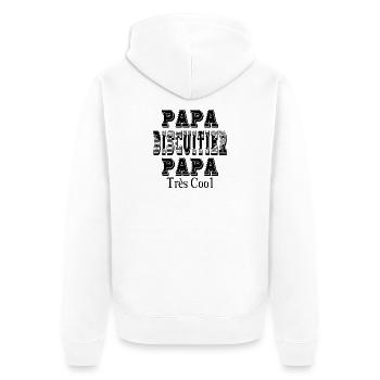Papa Biscuitier Papa Très Cool - Veste à capuche bio Premium Unisexe - blanc - Dos - Thijin (182cm)