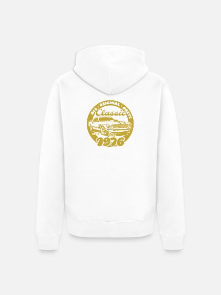 50th Birthday - Classic Musclecar 07/1976 - Unisex Premium Organic Zip Hoodie - white