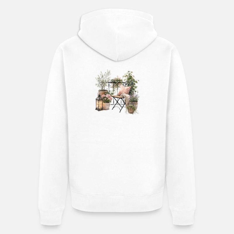 Gemütliche Balkonoase - Veste à capuche bio Premium Unisexe - blanc