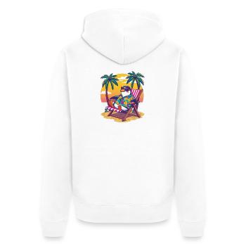Tropischer Pinguin-Strandurlaub - Unisex Premium Bio Zip Hoodie - Weiß - Hinten - Thijin (182cm)