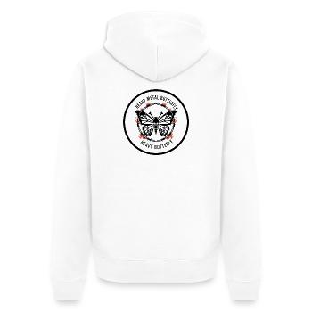 Papillon à design de crâne de papillon en métal lourd - Veste à capuche bio Premium Unisexe - blanc - Dos - Thijin (182cm)