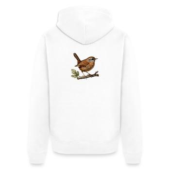 Wren — ornithologische Illustration - Unisex Premium Bio Zip Hoodie - Weiß - Hinten - Thijin (182cm)