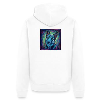 Neon-Wolfsblick - Unisex Premium Bio Zip Hoodie - Weiß - Hinten - Thijin (182cm)