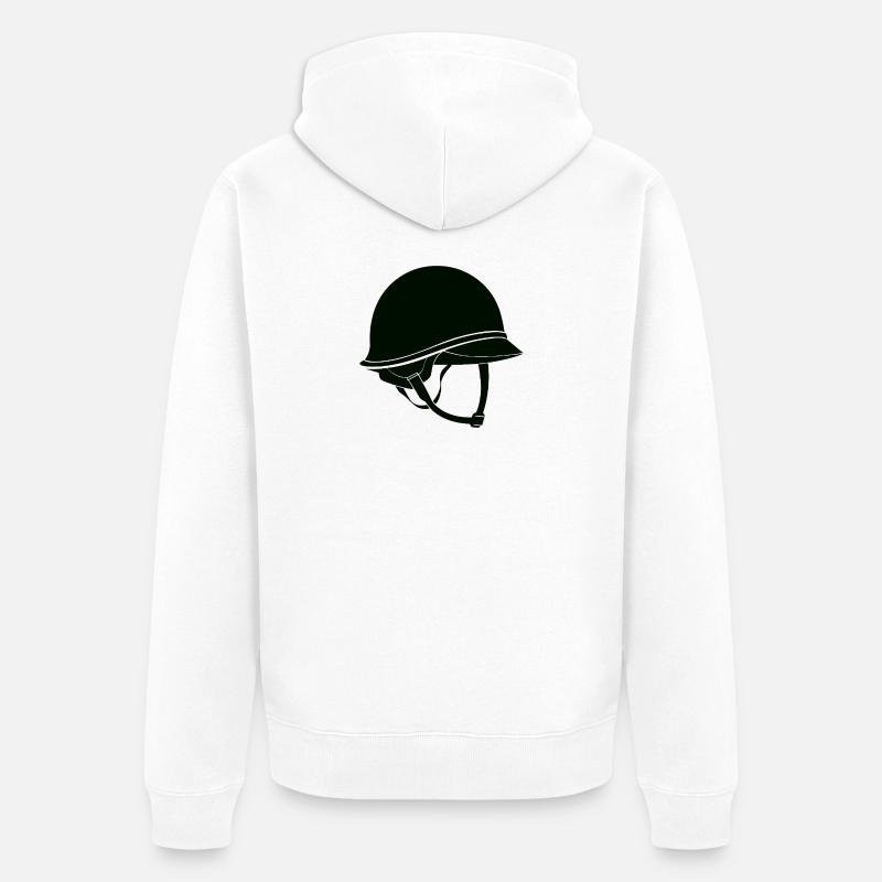 Armeehelm - Unisex Premium Bio Zip Hoodie - Weiß
