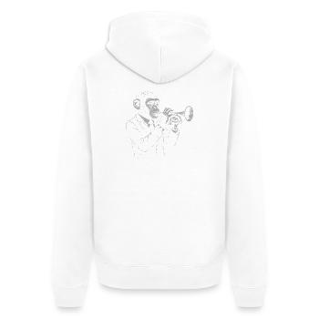 Jazz Animal Monkey Trompete - Unisex Premium Bio Zip Hoodie - Weiß - Hinten - Thijin (182cm)