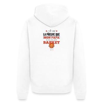 Mon papa ne joue pas toujours au basket  - Veste à capuche bio Premium Unisexe - blanc - Dos - Thijin (182cm)