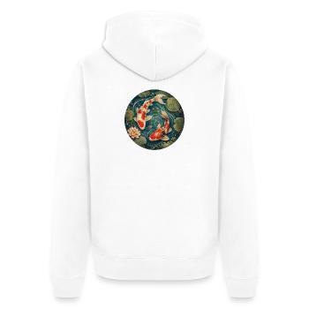 Koi Teich - Unisex Premium Bio Zip Hoodie - Weiß - Hinten - Thijin (182cm)