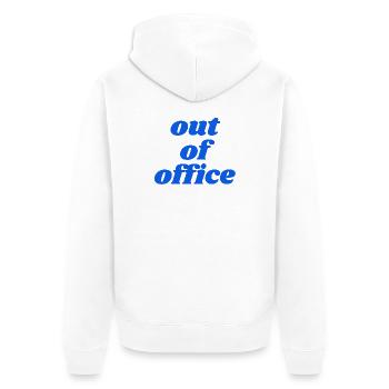 Out of Office - Unisex Premium Organic Zip Hoodie - white - Back - Thijin (182cm)