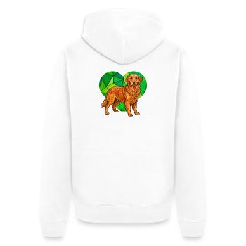 Kubistische Golden Retriever Herz-Geometrische Haustierkunst - Unisex Premium Bio Zip Hoodie - Weiß - Hinten - Thijin (182cm)