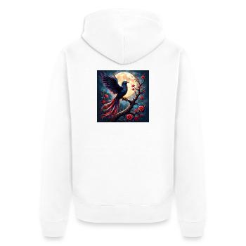 Blue Phoenix Under Full Moon - Unisex Premium Organic Zip Hoodie - white - Back - Thijin (182cm)