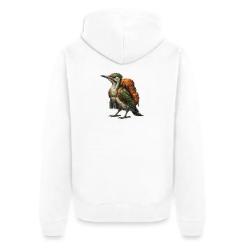 Vintage Explorer Grünspecht - Unisex Premium Bio Zip Hoodie - Weiß - Hinten - Thijin (182cm)
