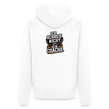 Ich schreie nicht ich coache Fussball Trainer - Unisex Premium Bio Zip Hoodie - Weiß - Hinten - Thijin (182cm)