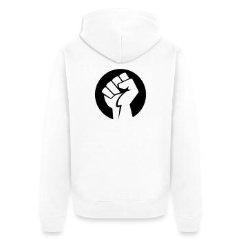 Faust Icon v.1 (Farbe änderbar) - Unisex Premium Bio Zip Hoodie - Weiß - Hinten - Thijin (182cm)